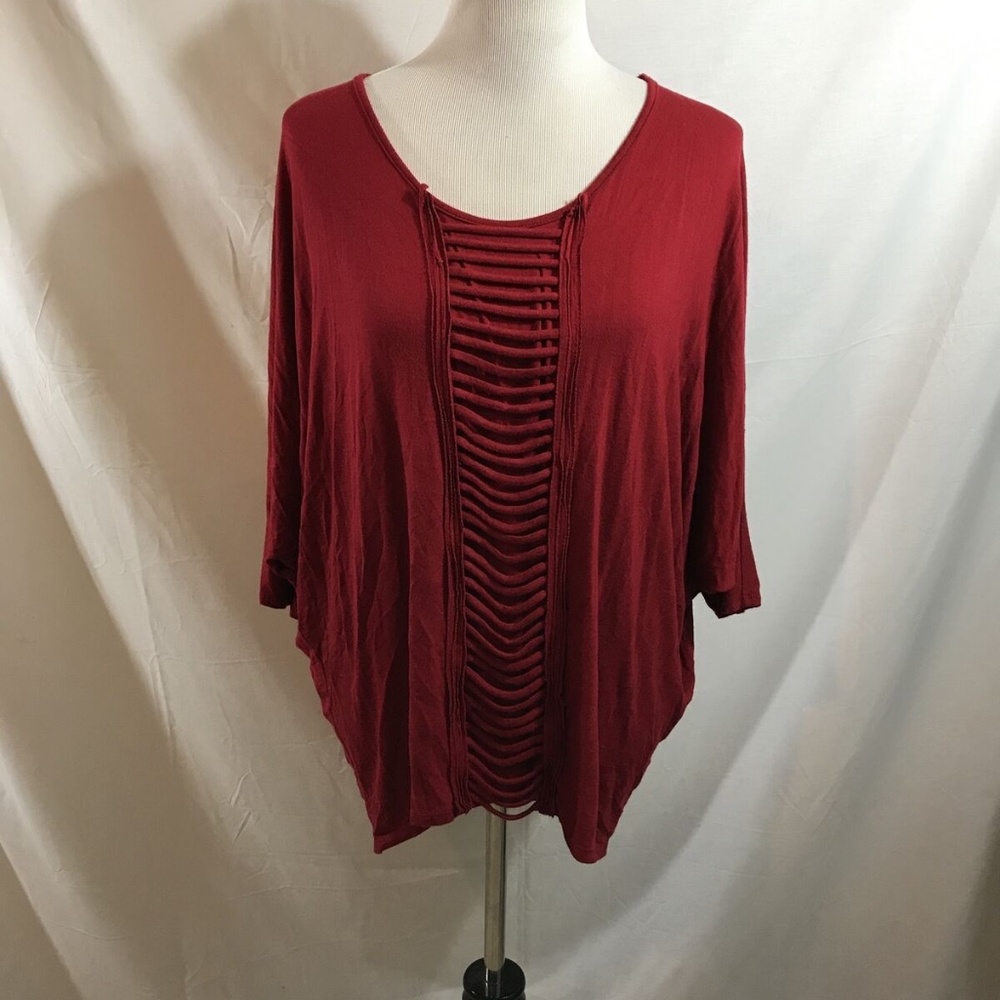 Paula Deen red 3/4 sleeve top - womens large